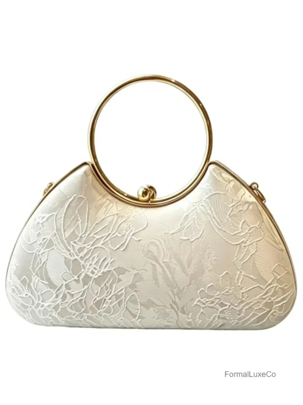 Embroidered Clutch Purse Women Top Handle Evening Bag Nylon with Chain